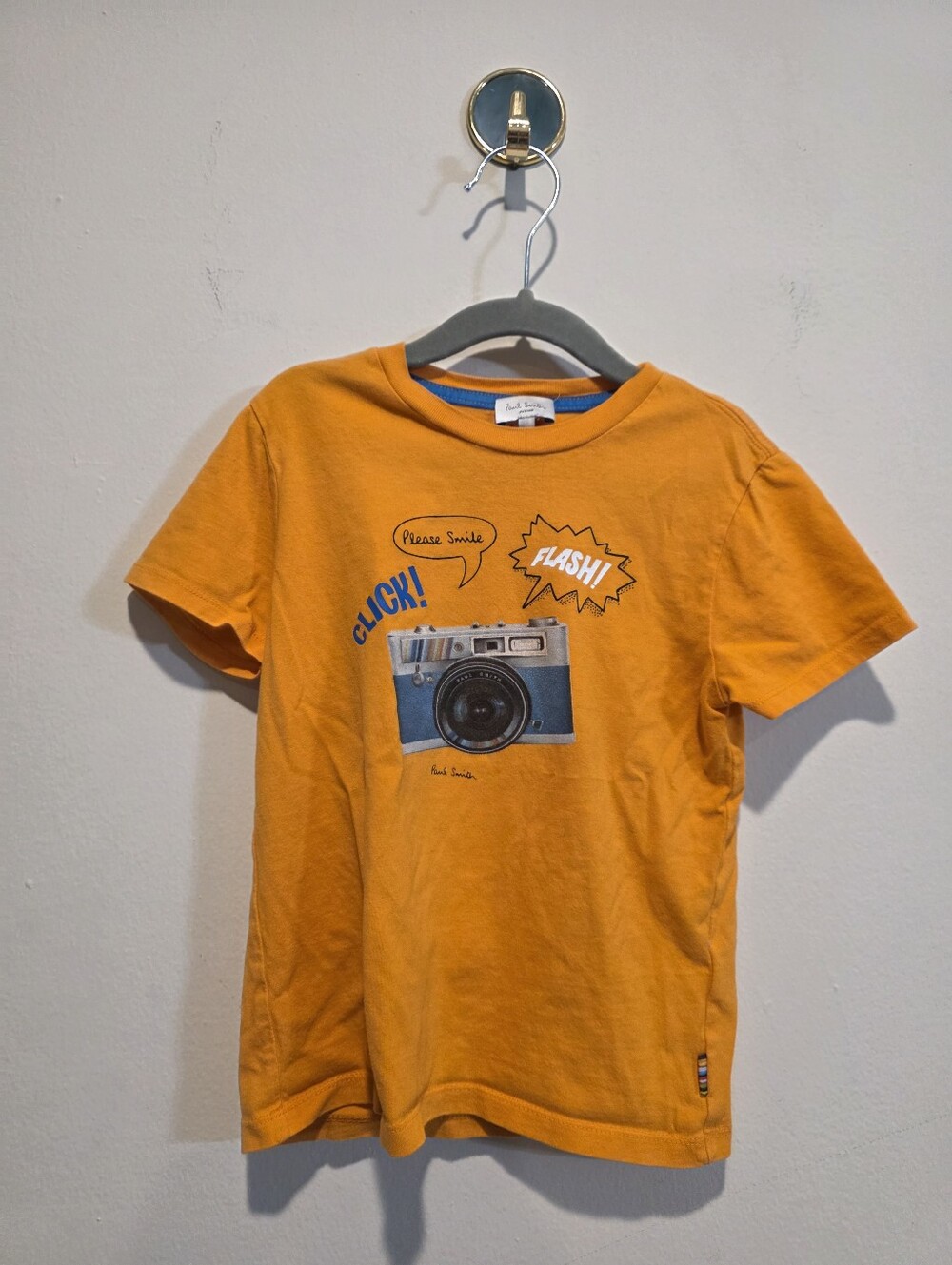 Paul Smith Junior Boys Camera Graphic T-Shirt | Orange Yellow | Size 6A